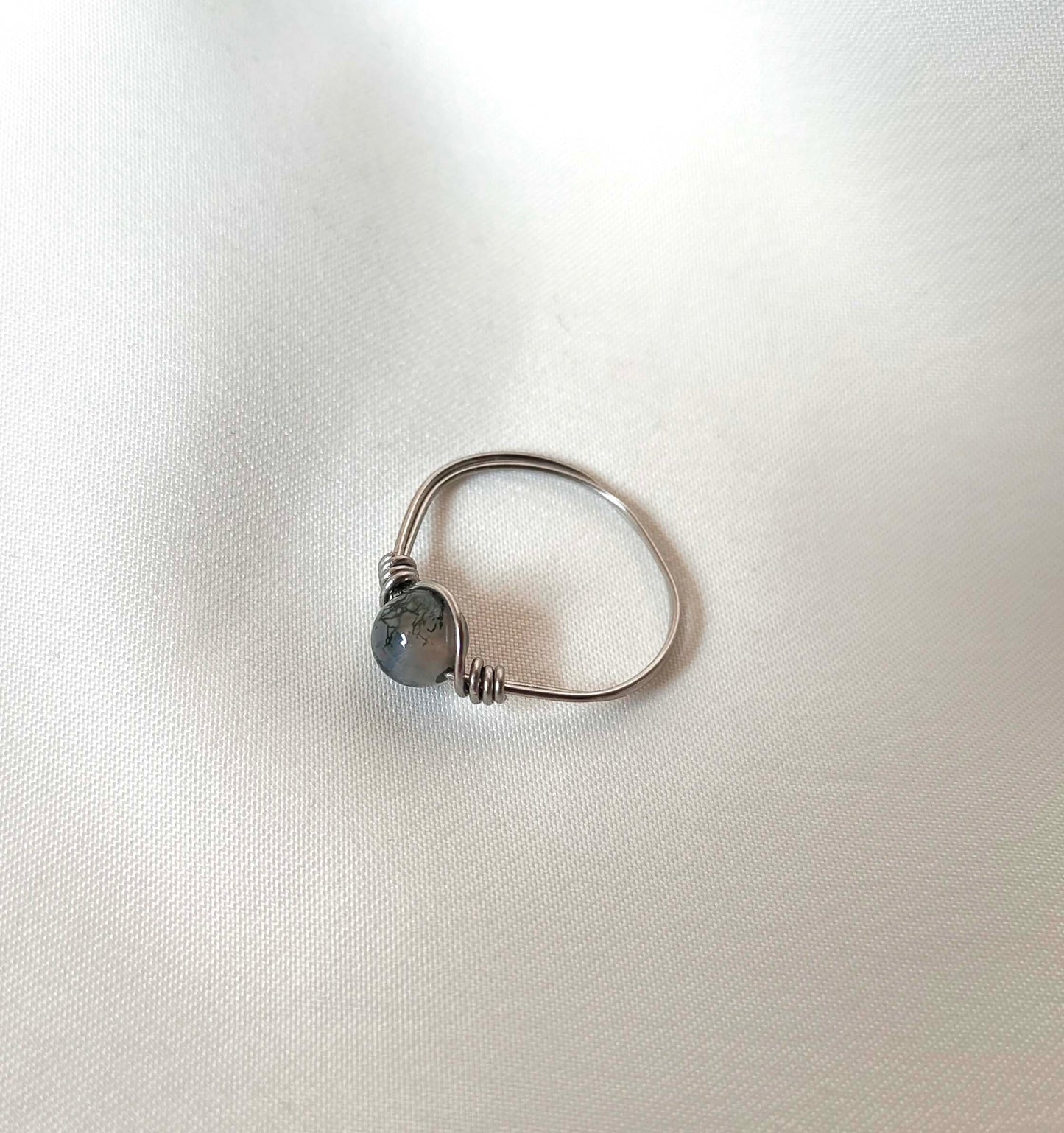 Grounded Growth – Moss Agate Wire-Wrapped Ring