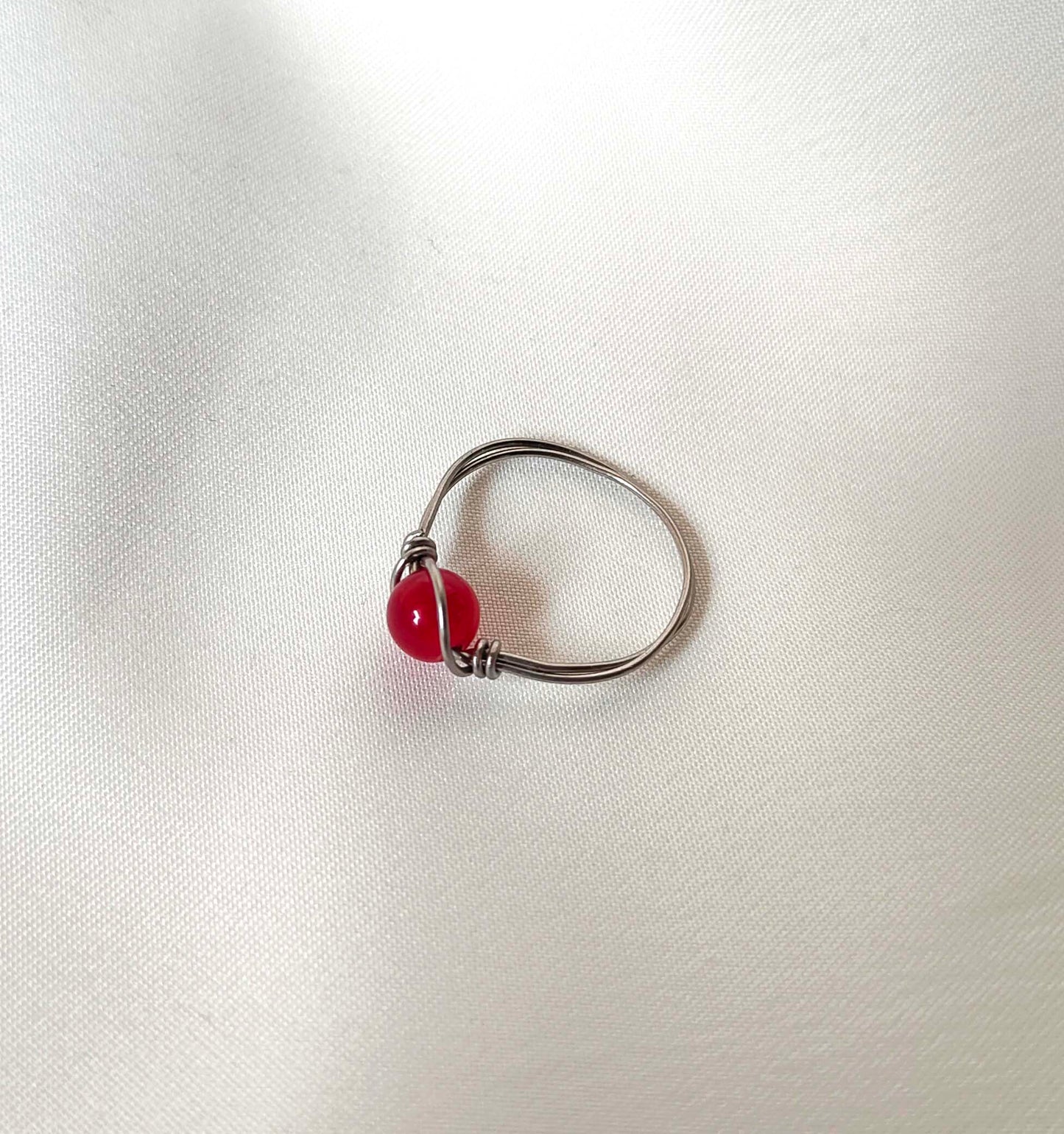 Fiery Passion – Red Jade Wire-Wrapped Ring