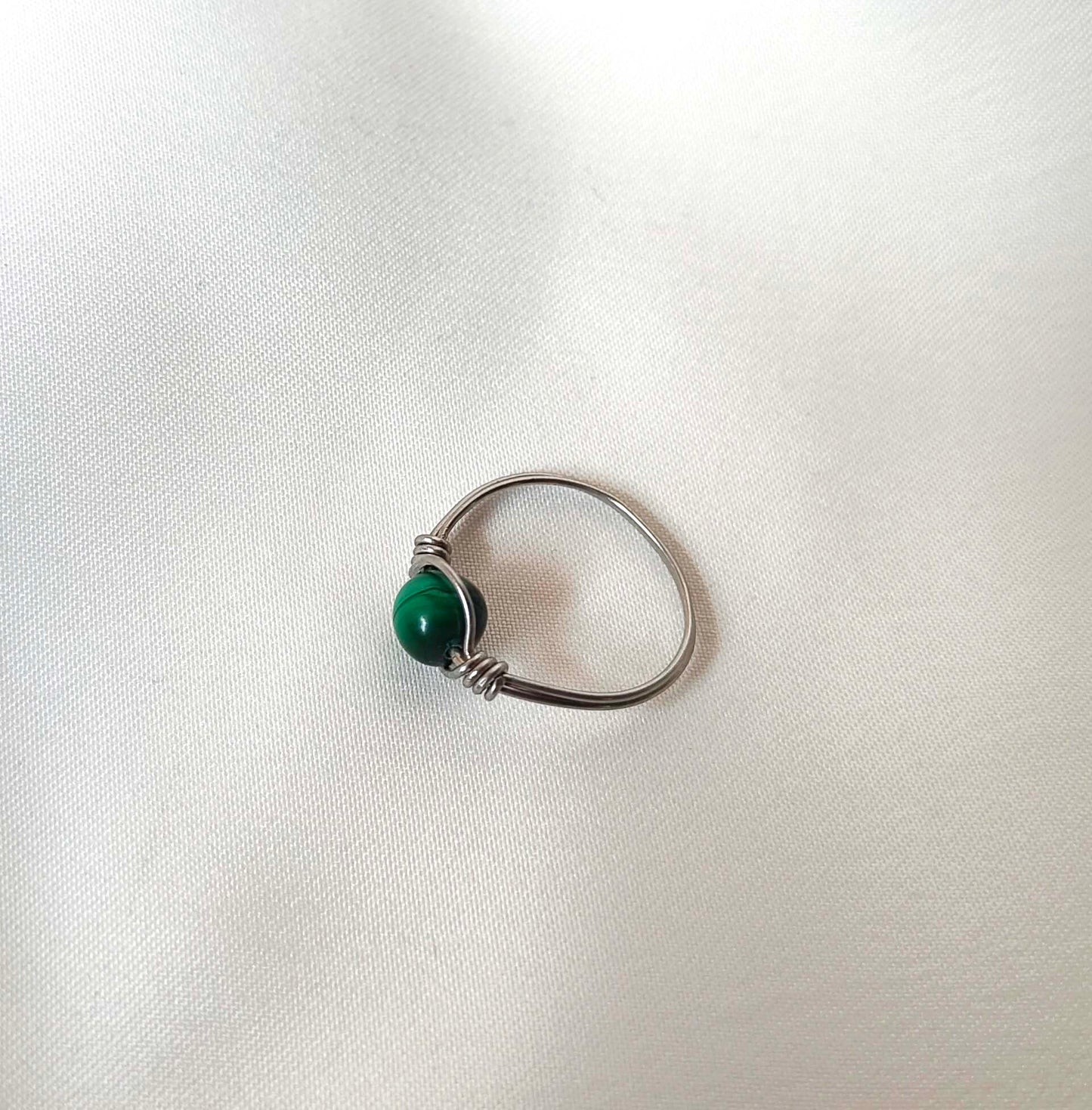 Vibrant Harmony – Malachite Wire-Wrapped Ring