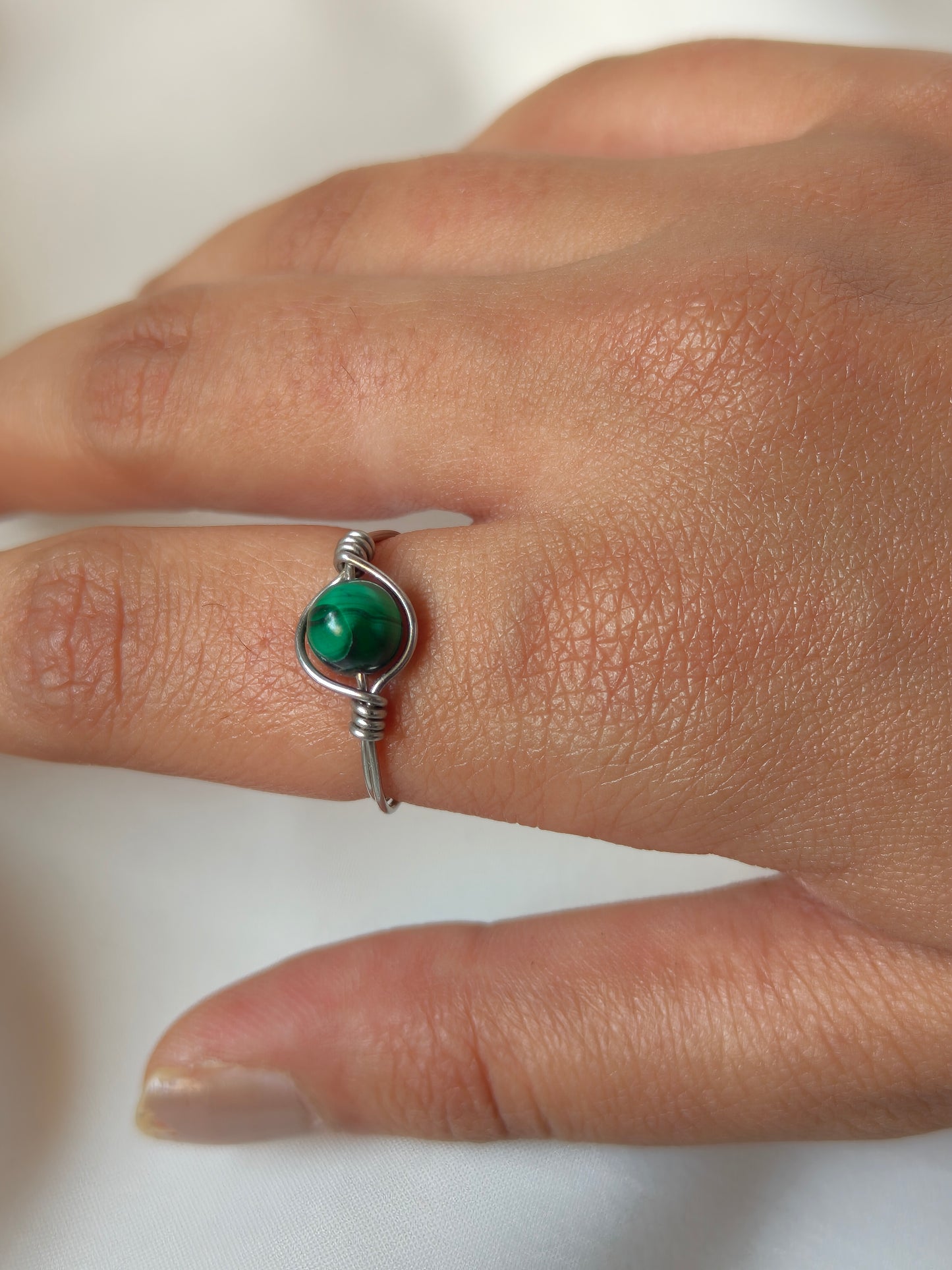 Vibrant Harmony – Malachite Wire-Wrapped Ring