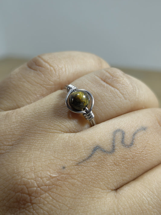 Tiger Eye Wire-Wrapped Ring